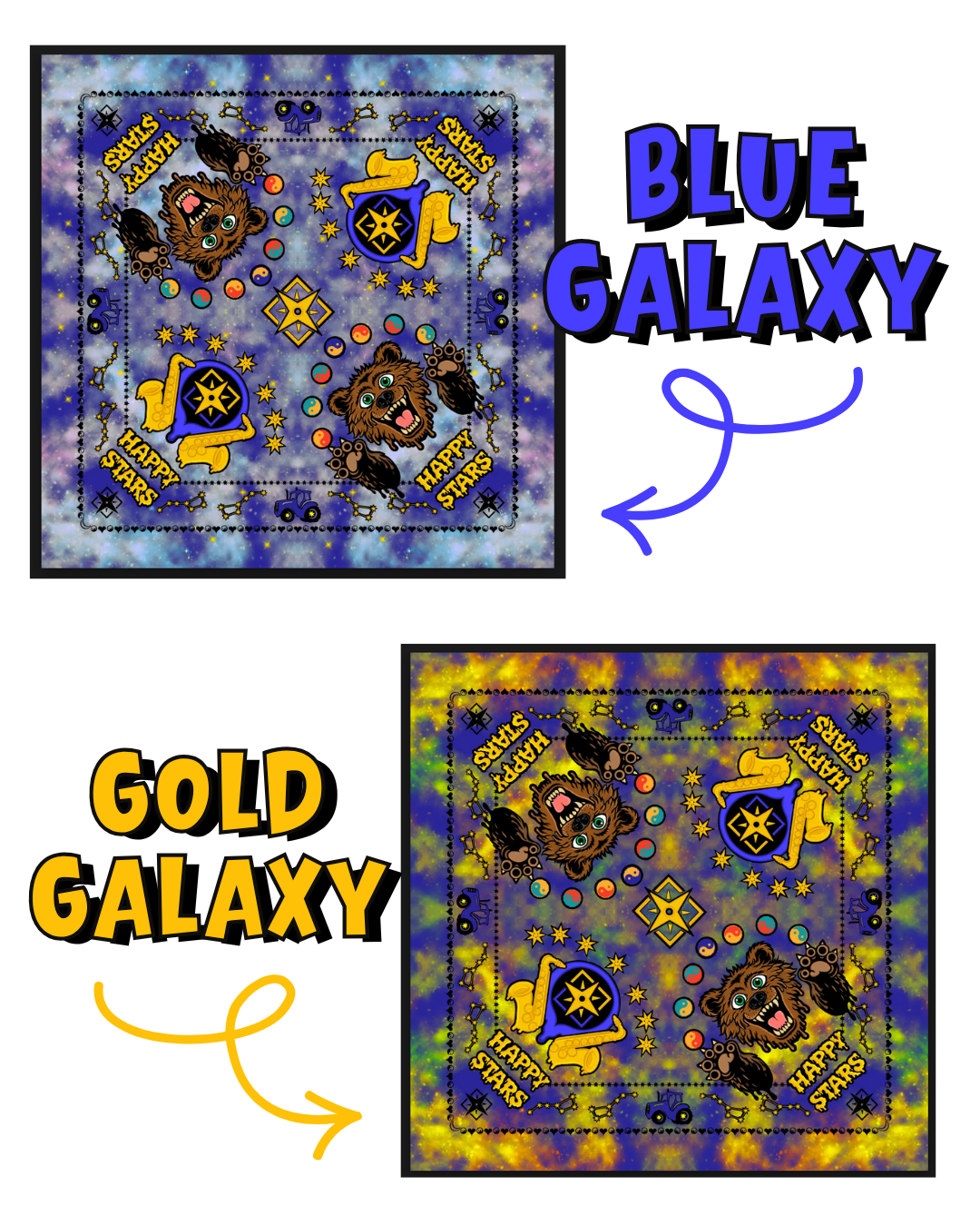 Happy Stars Bandana | Festival Bandana & Wearable Art (PRE-ORDER)