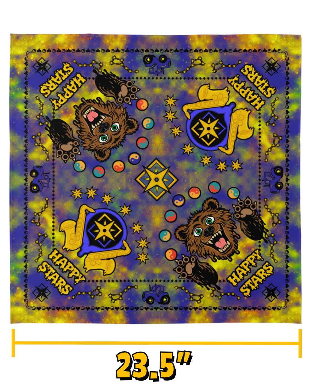 Happy Stars Bandana | Festival Bandana & Wearable Art (PRE-ORDER)