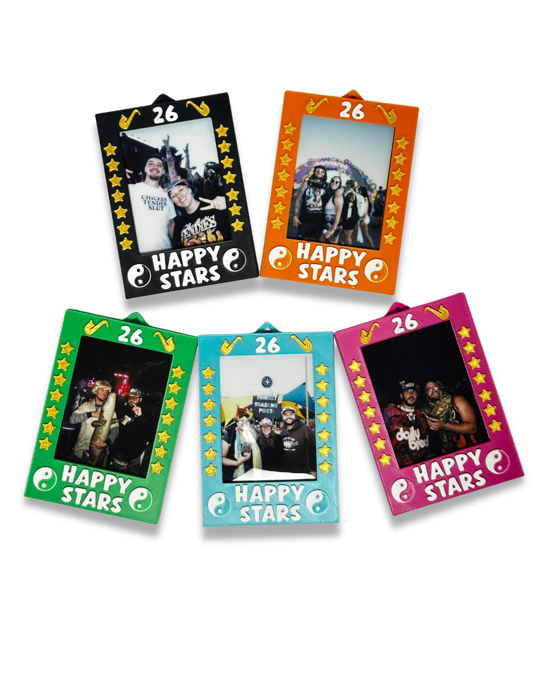 Happy Stars Polaroid Frame | Magnet or Keychain Photo Keepsake