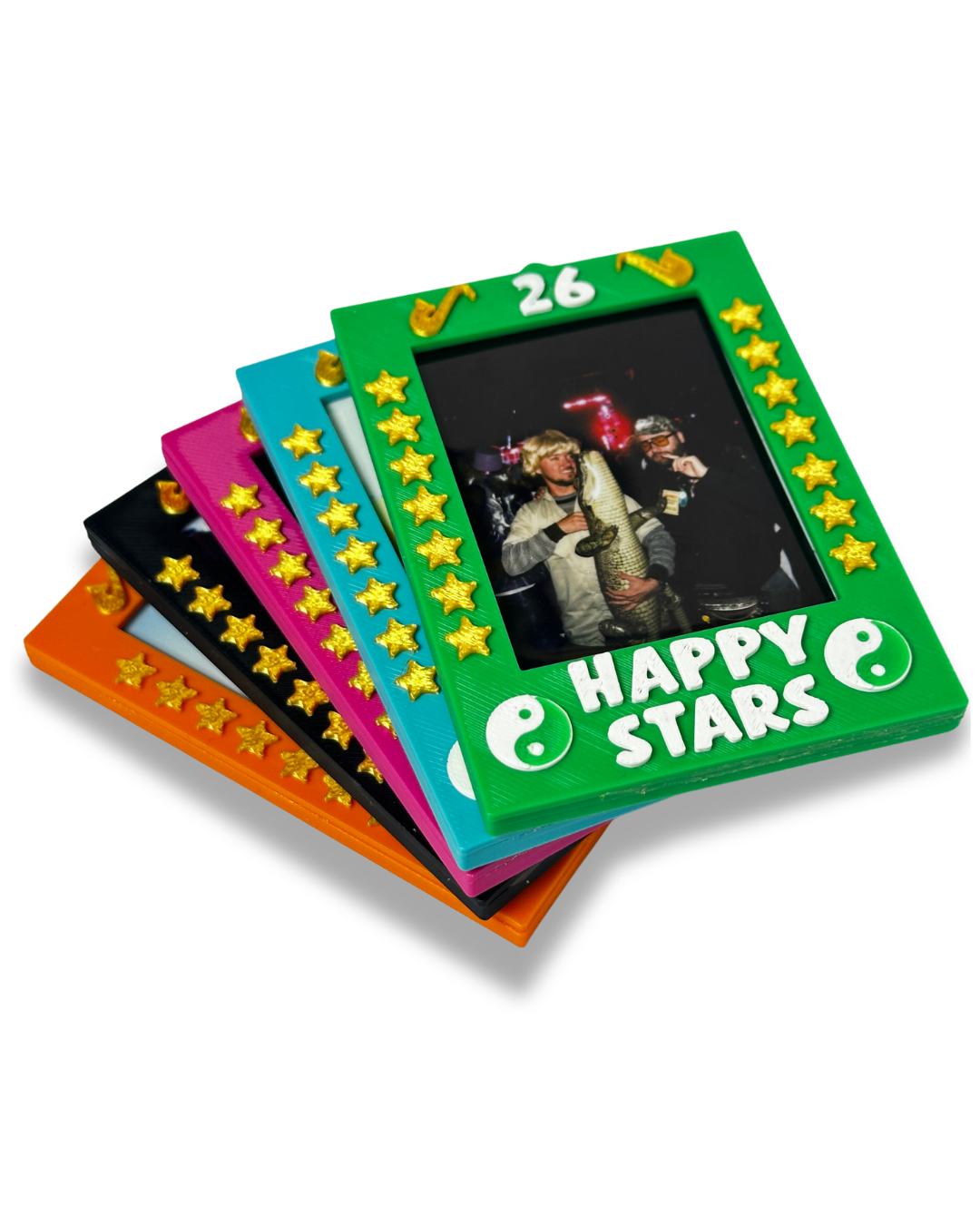 Happy Stars Polaroid Frame | Magnet or Keychain Photo Keepsake