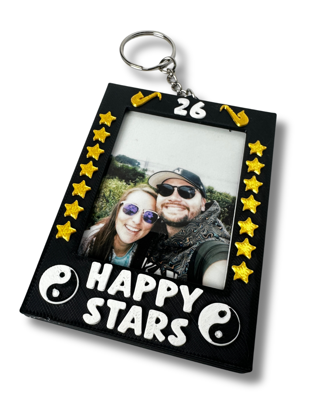Happy Stars Polaroid Frame | Magnet or Keychain Photo Keepsake