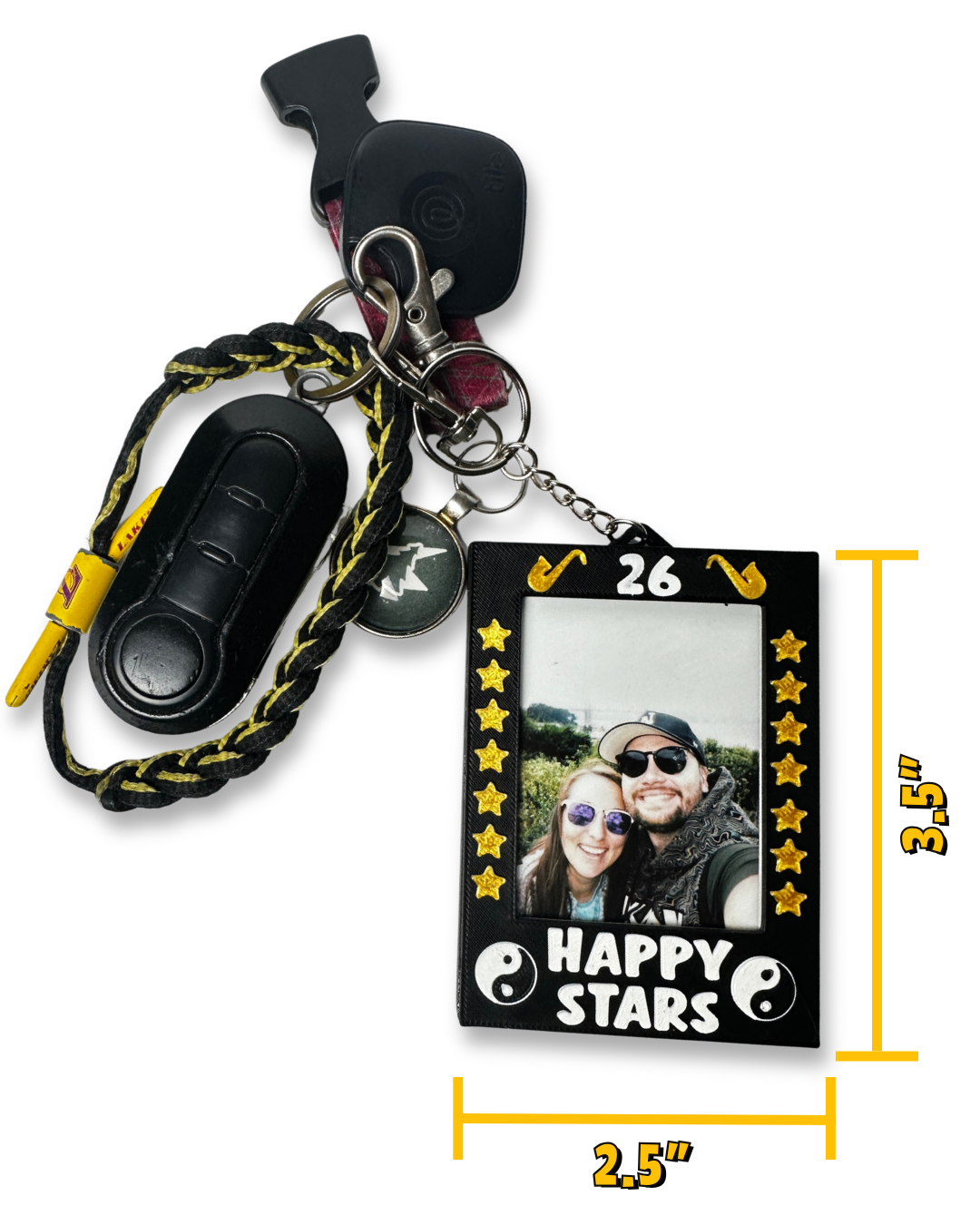 Happy Stars Polaroid Frame | Magnet or Keychain Photo Keepsake