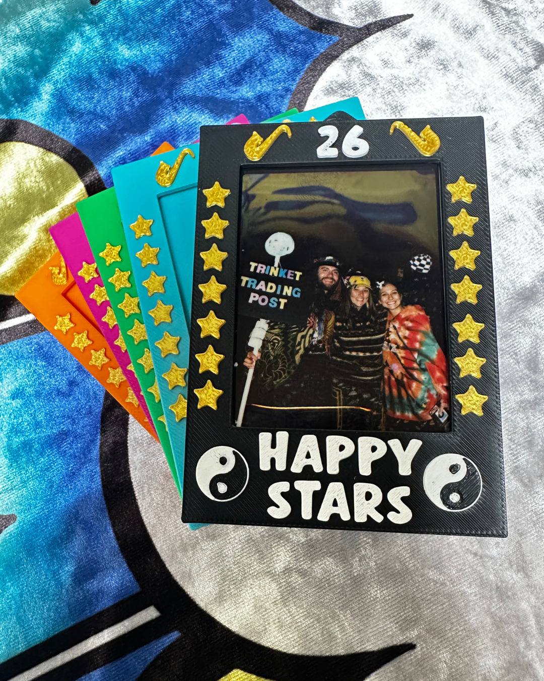 Happy Stars Polaroid Frame | Magnet or Keychain Photo Keepsake