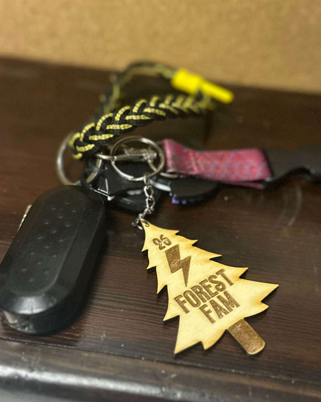 Forest Fam Wood Keychain